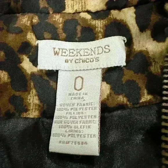 Chico Weekender Quilted Zipper Vest Size 0 (XS-S) Animal Print - Picture 2 of 4